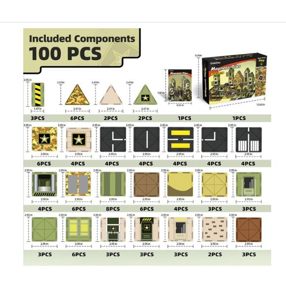 100PCS Army Magnetic Tiles Building Toys, Military Magnetic Blocks STEM Sensory - Picture 7 of 7